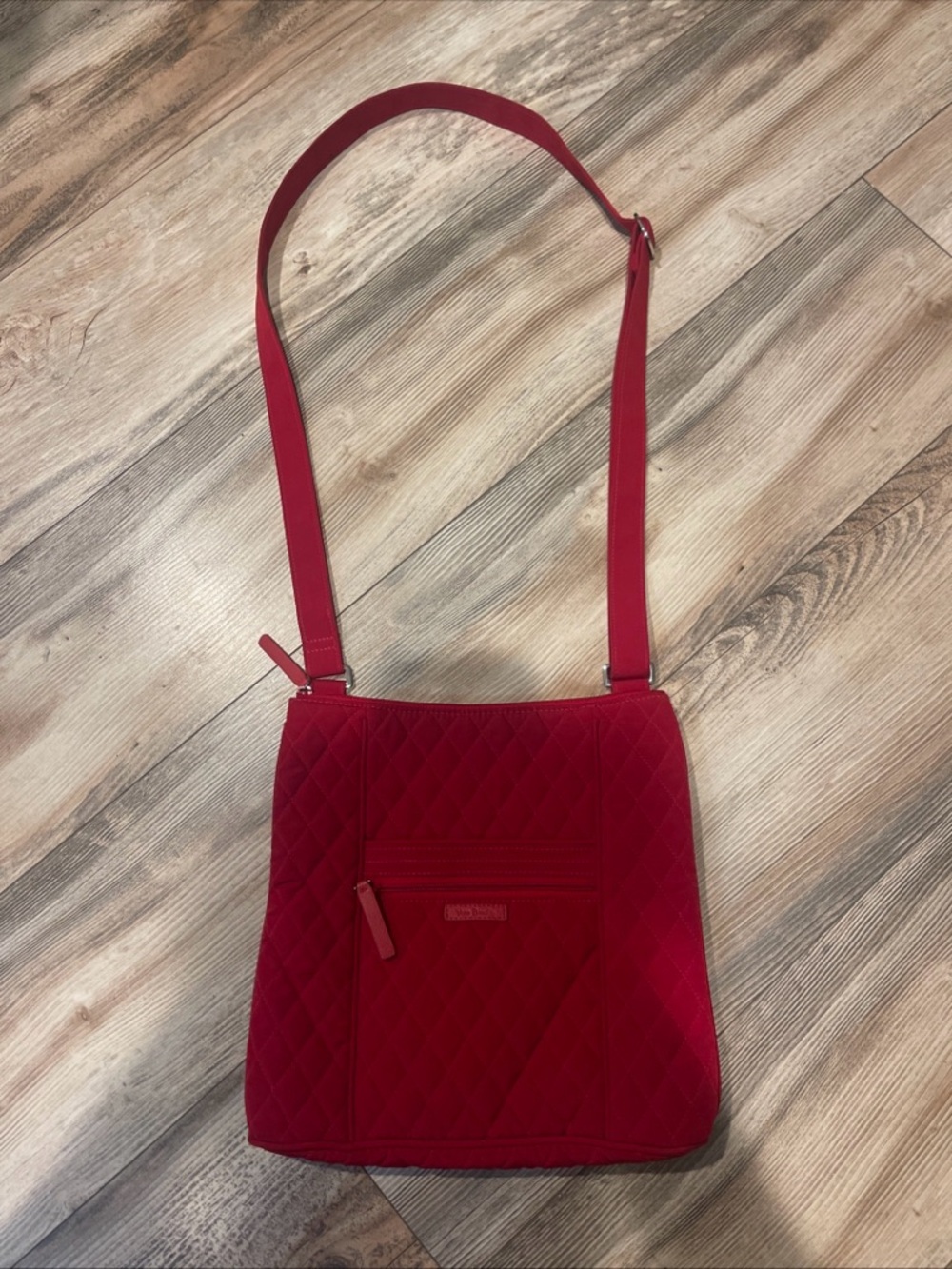 Vera Bradley Hipster Crossbody Purse Bag Quilted Microfiber Tango Red Solid Zip